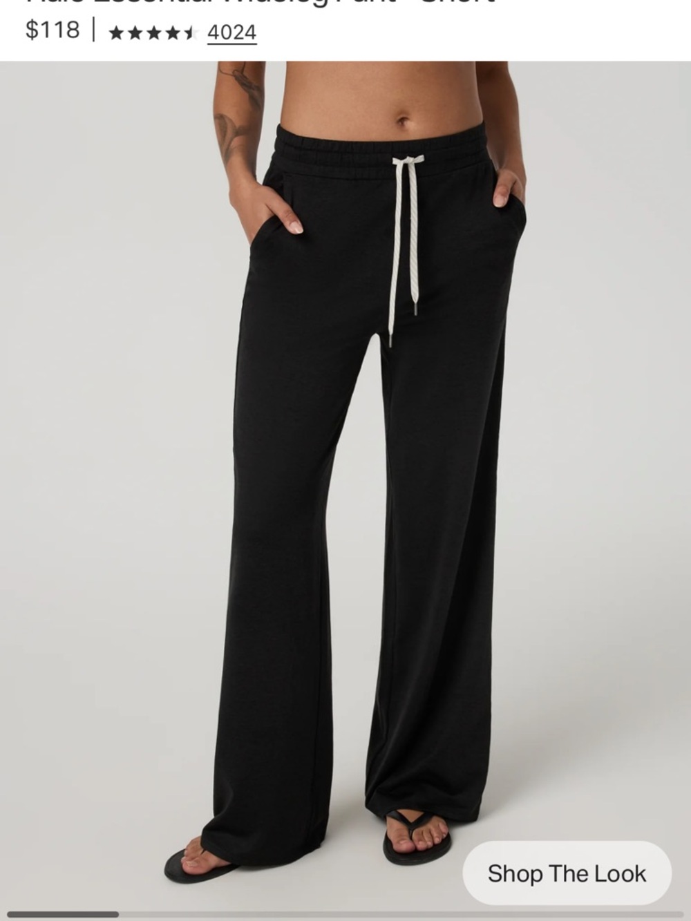 Vuori Black Wide-Leg Pants with Drawstring
